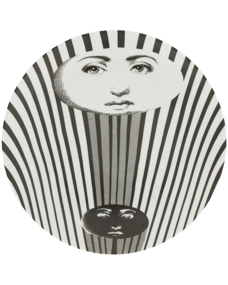 Fornasetti Teller mit surrealistischem Print Schwarz