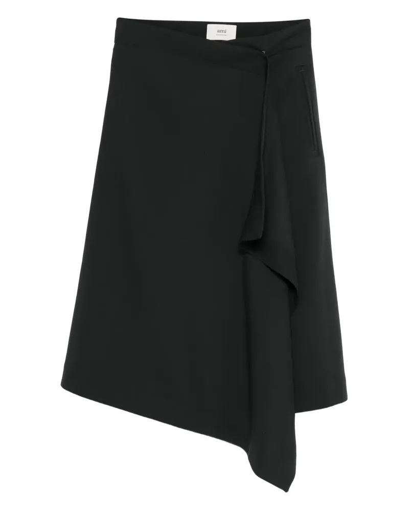 AMI Paris Asymmetrischer Wickelrock - Schwarz Schwarz