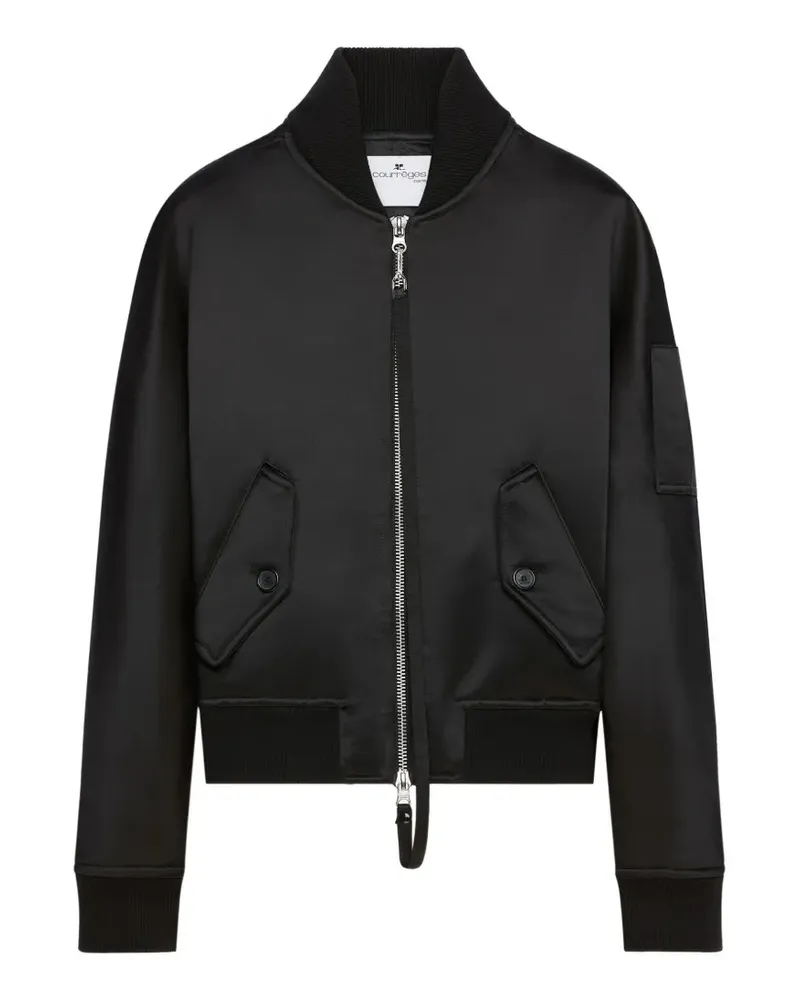 Courrèges Bomberjacke aus Satin - Schwarz Schwarz