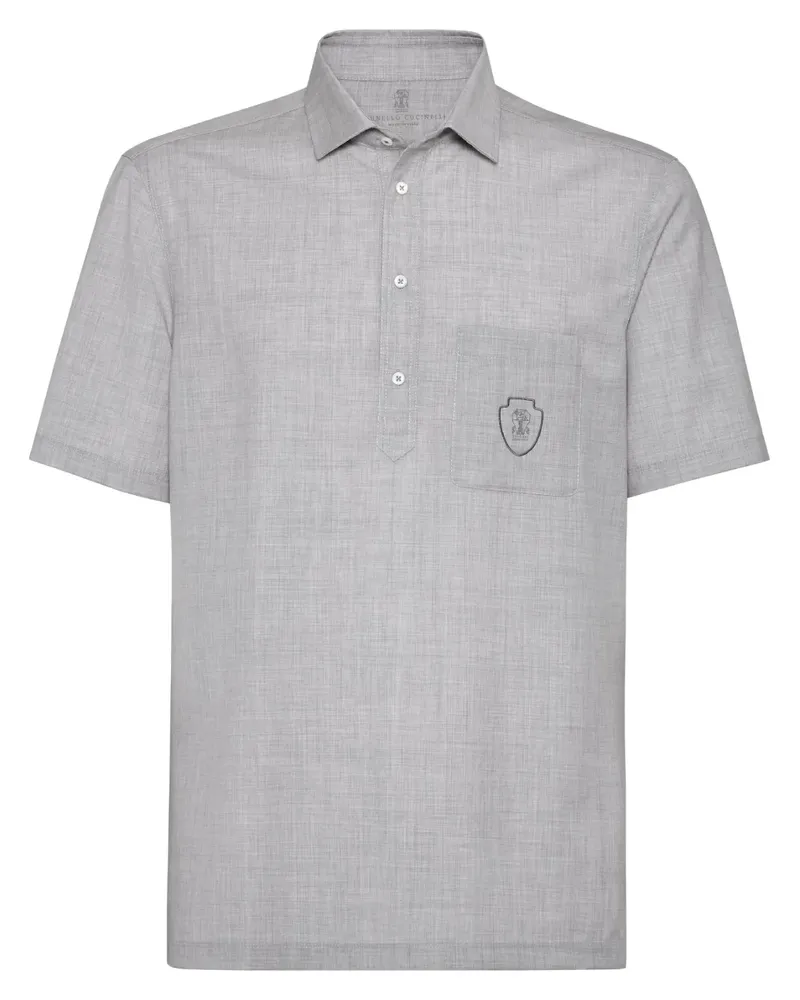 Brunello Cucinelli Poloshirt aus Popeline - Grau Grau