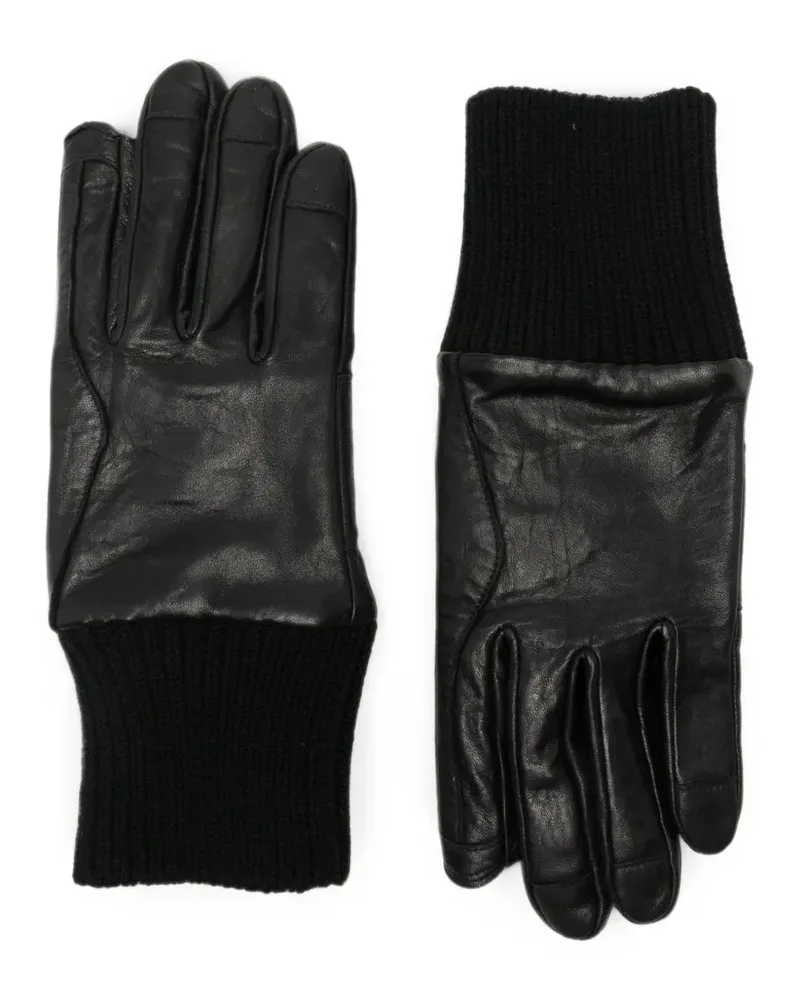 Rick Owens ribbed-cuff leather gloves - Schwarz Schwarz