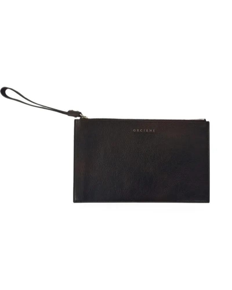 Orciani logo-plaque wristlet clutch bag - Braun Braun