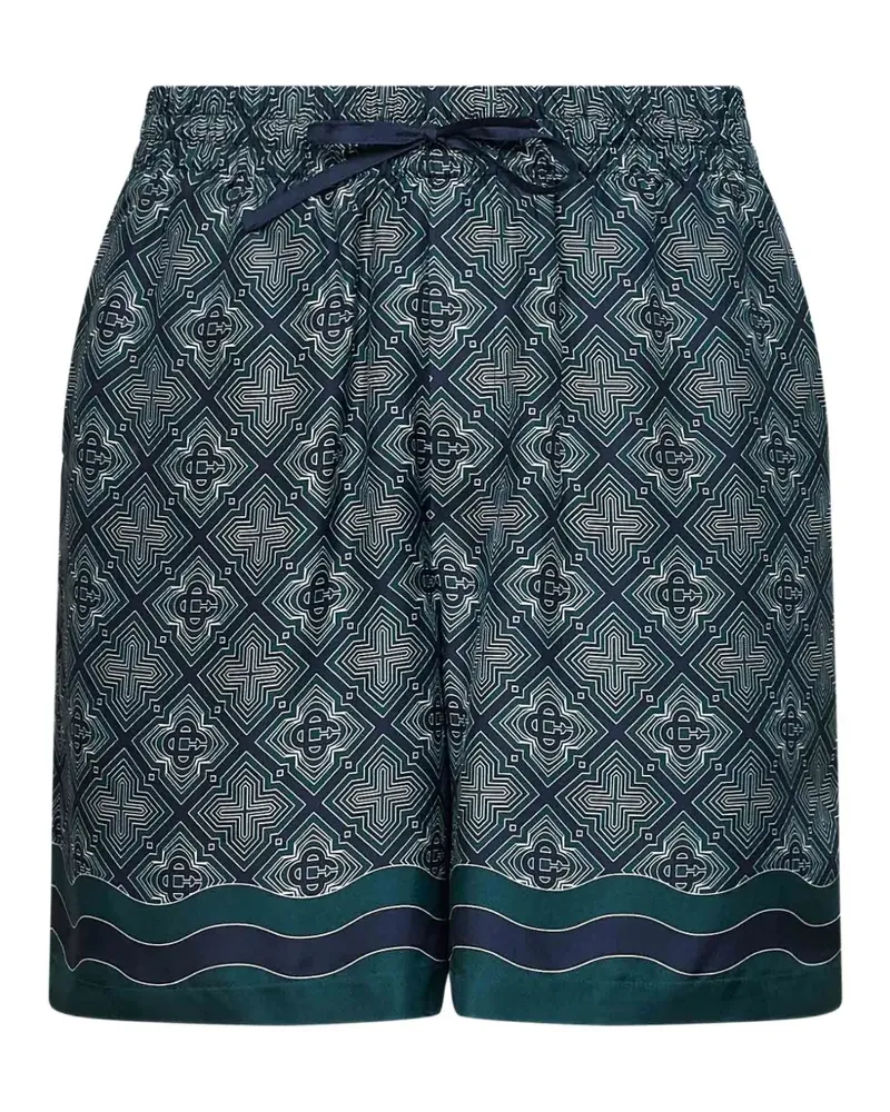 Casablanca Paris Radiating Monogram silk shorts - Blau Blau