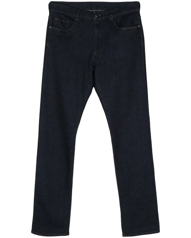 Canali Gerade Jeans mit Logo-Patch - Blau Blau