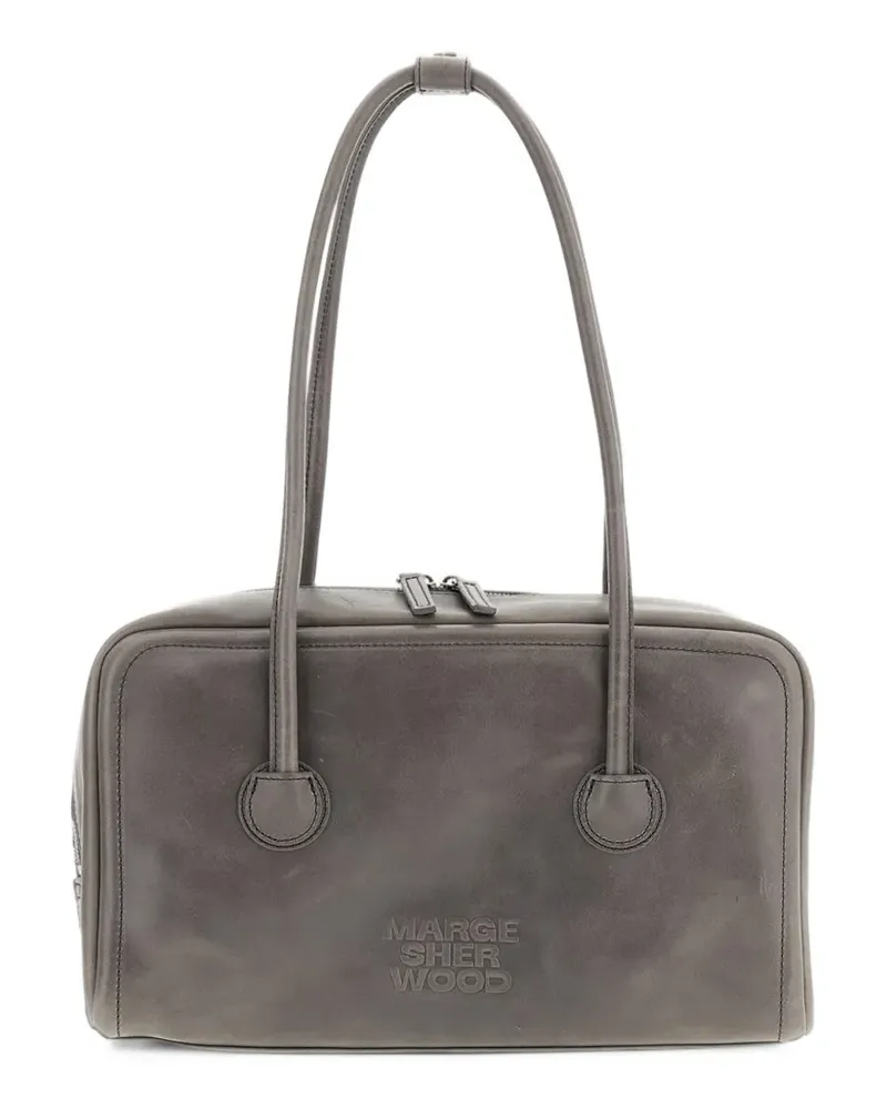 Marge Sherwood Soft Boston Tote Bag aus Leder mit Logo-Prägung - Grau Grau