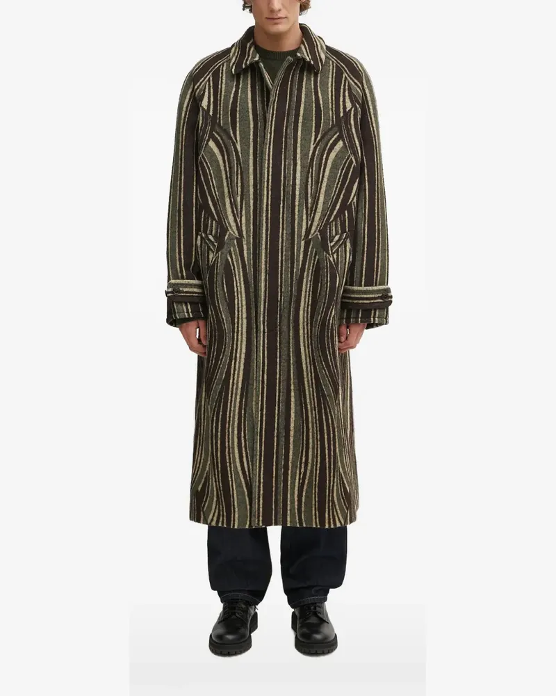 Kenzo striped logo-patch coat - Grün Grün