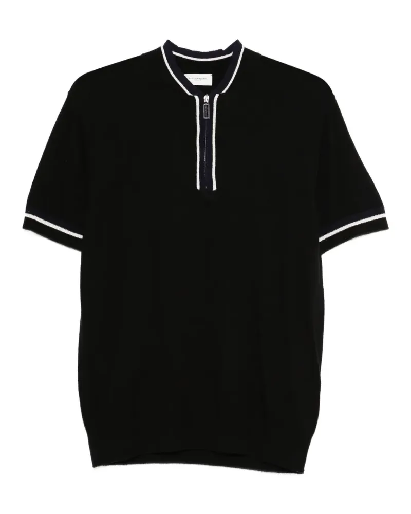 Paolo Pecora Milano T-Shirt mit Reißverschlussdetail - Schwarz Schwarz