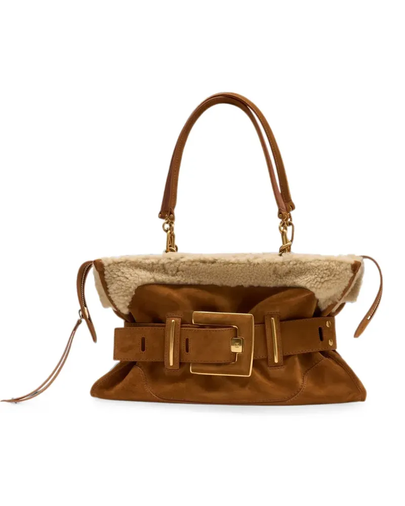 Balmain Anthem buckled shearling shoulder bag - Braun Braun