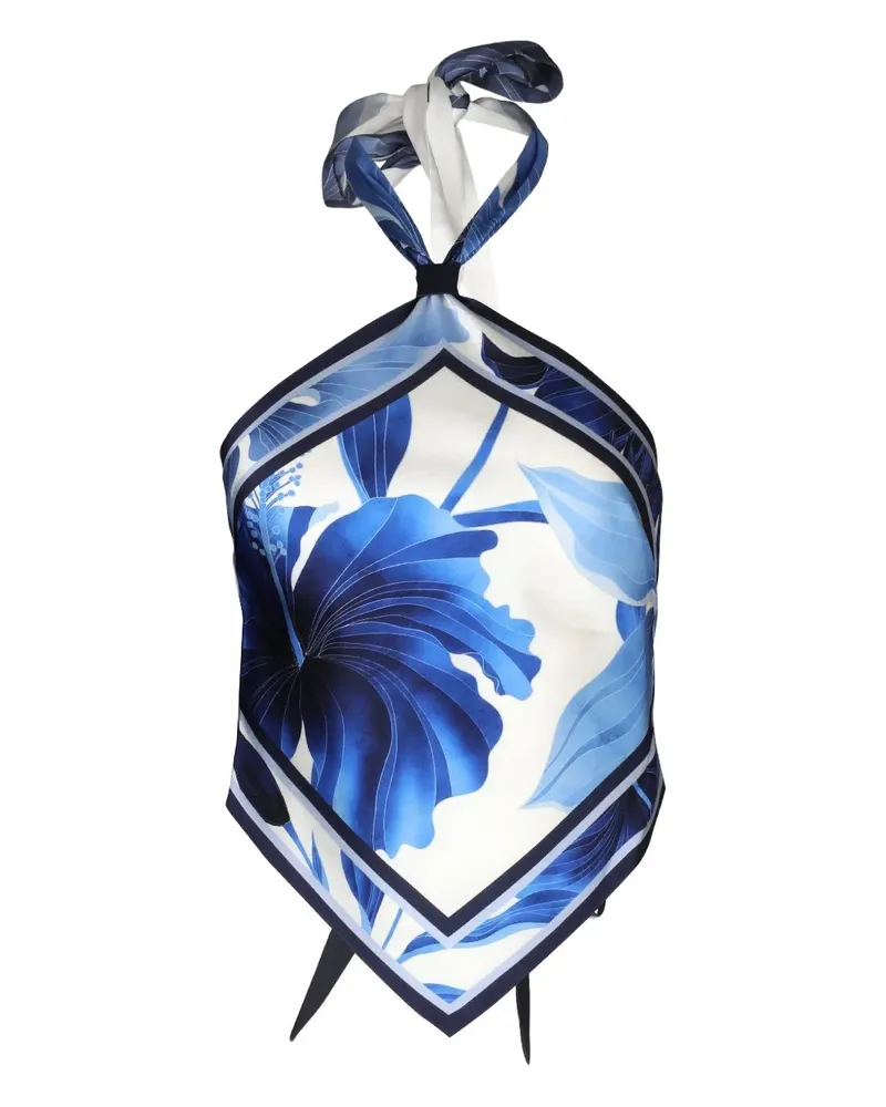 Retrofête Jamie floral-print scarf top - Blau Blau