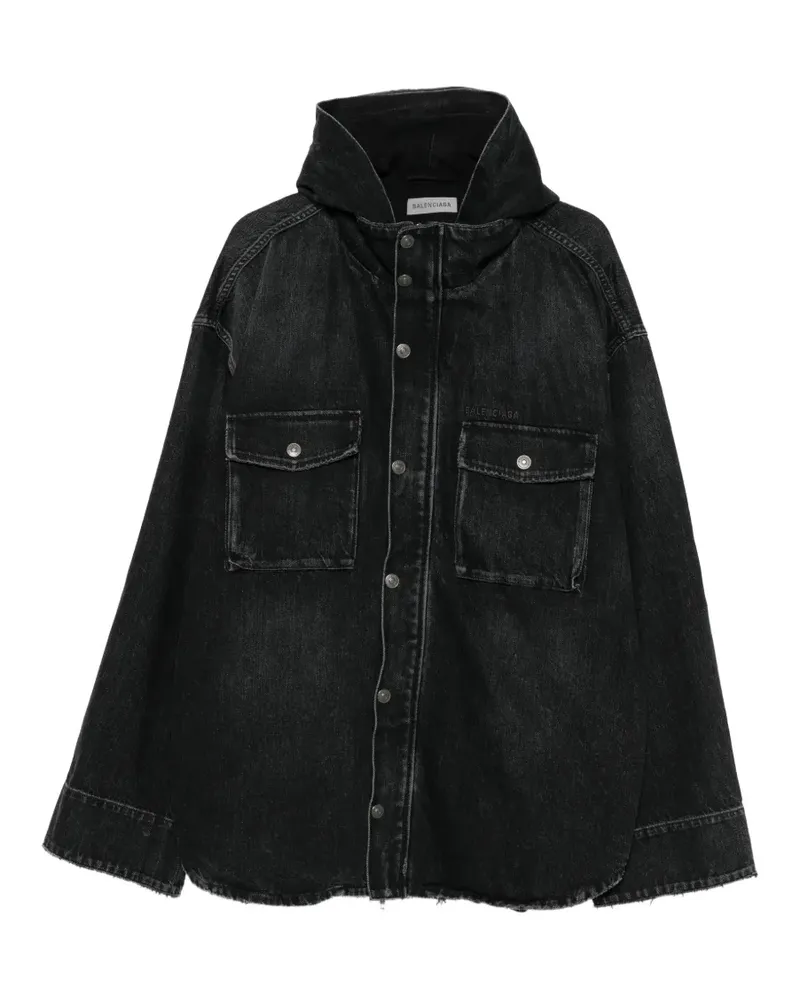 Balenciaga Jeansjacke mit Kapuze - Schwarz Schwarz