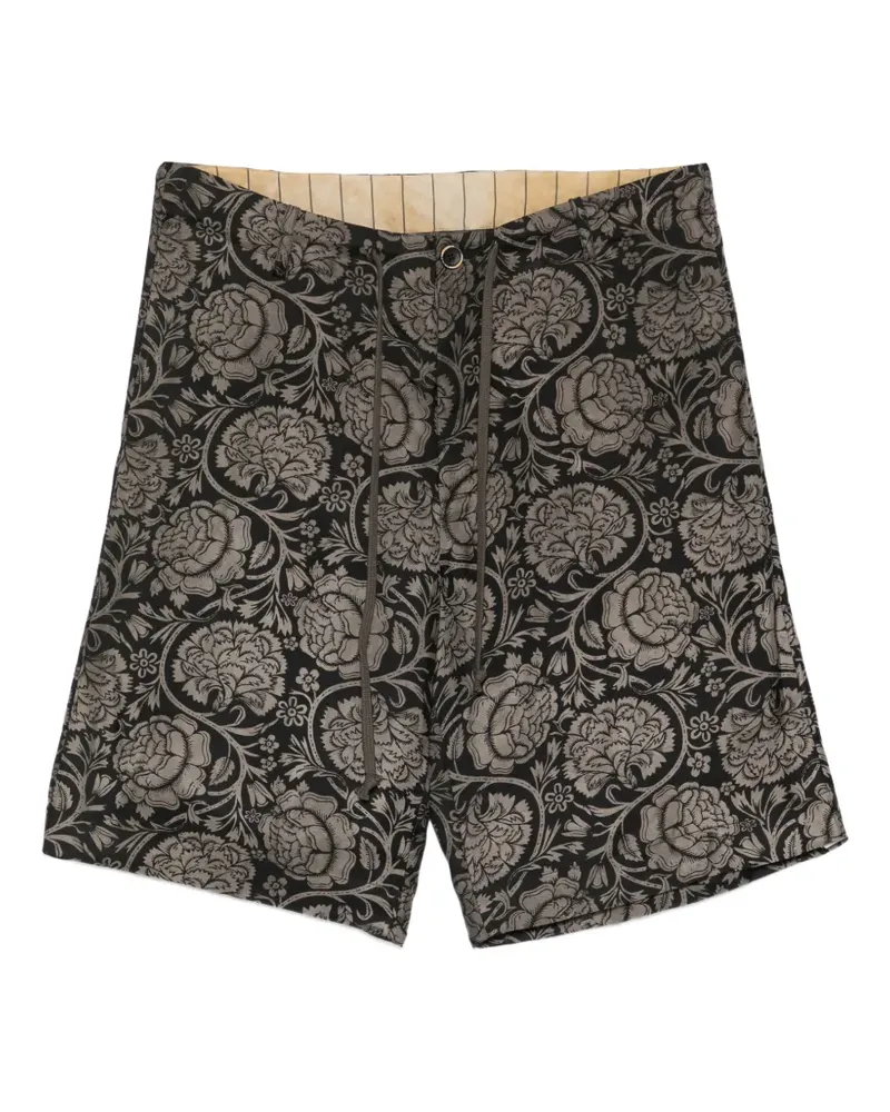 Uma Wang floral-print drawstring shorts - Schwarz Schwarz