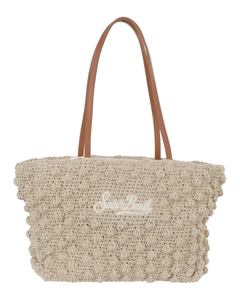 MC2 Saint Barth crochet-knit logo-embroidered tote bag - Nude Nude