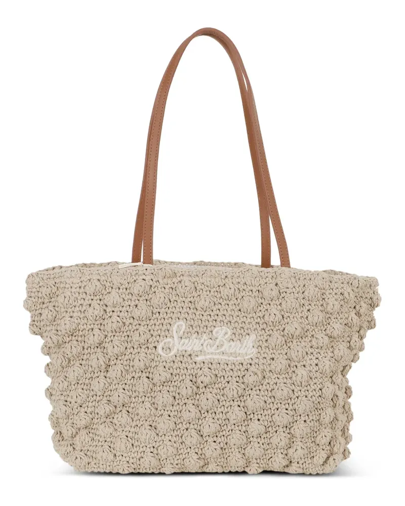 MC2 Saint Barth crochet-knit logo-embroidered tote bag - Nude Nude