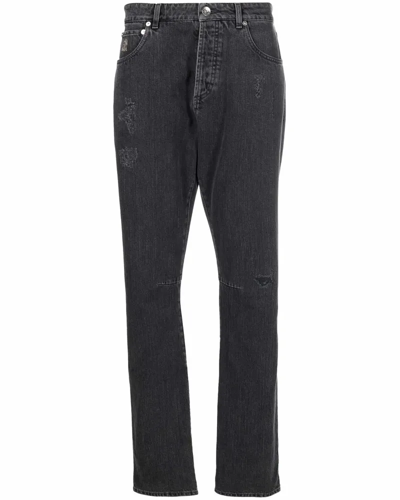 Brunello Cucinelli Dunkle Straight-Leg-Jeans - Grau Grau