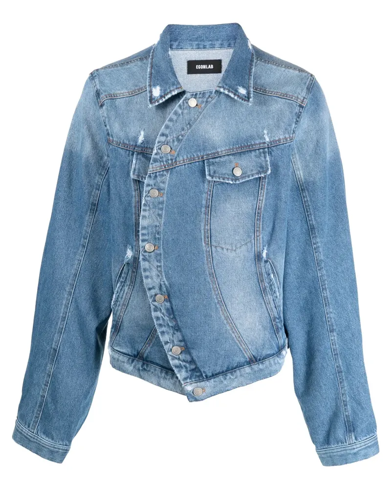Egonlab Jeansjacke mit Distressed-Detail - Blau Blau