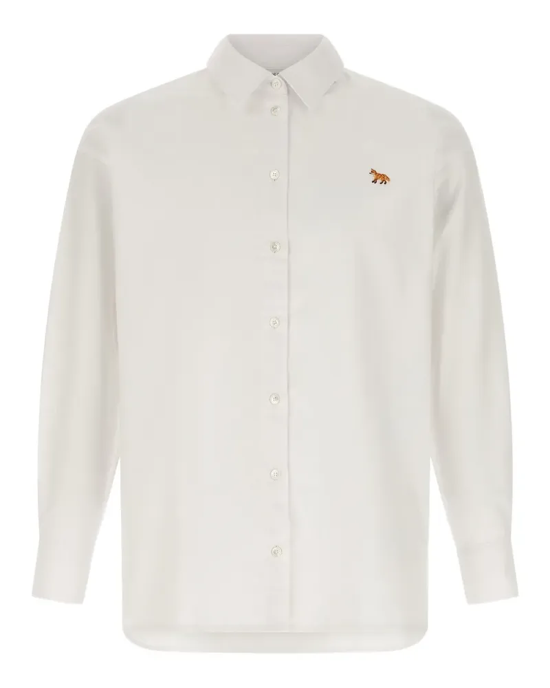 Kitsuné T-Shirt mit Fuchsstickerei - Weiß Weiß