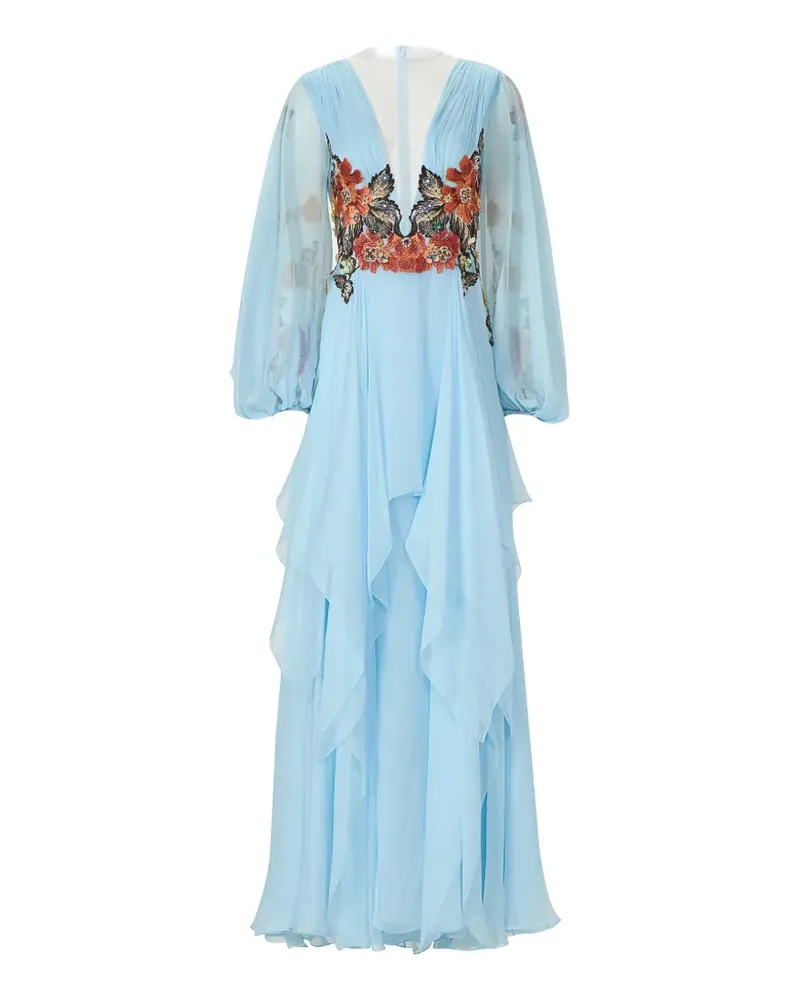 COSTARELLOS Teya Maxikleid mit Blumenapplikation - Blau Blau