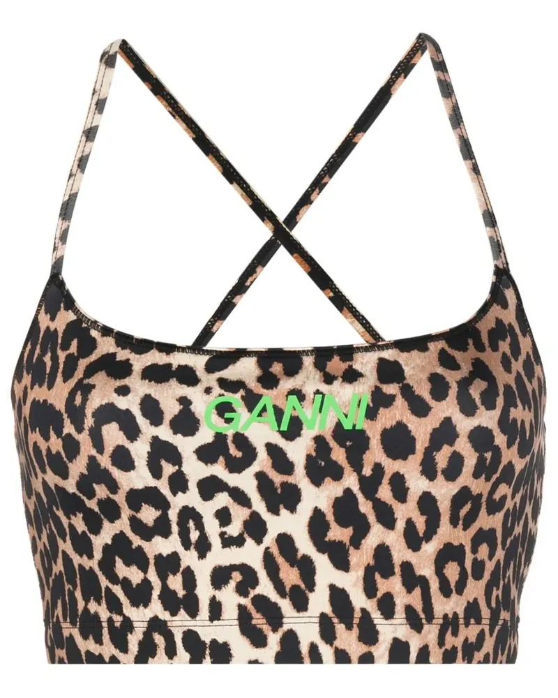 Ganni Cropped-Oberteil mit Leoparden-Print - Braun Braun
