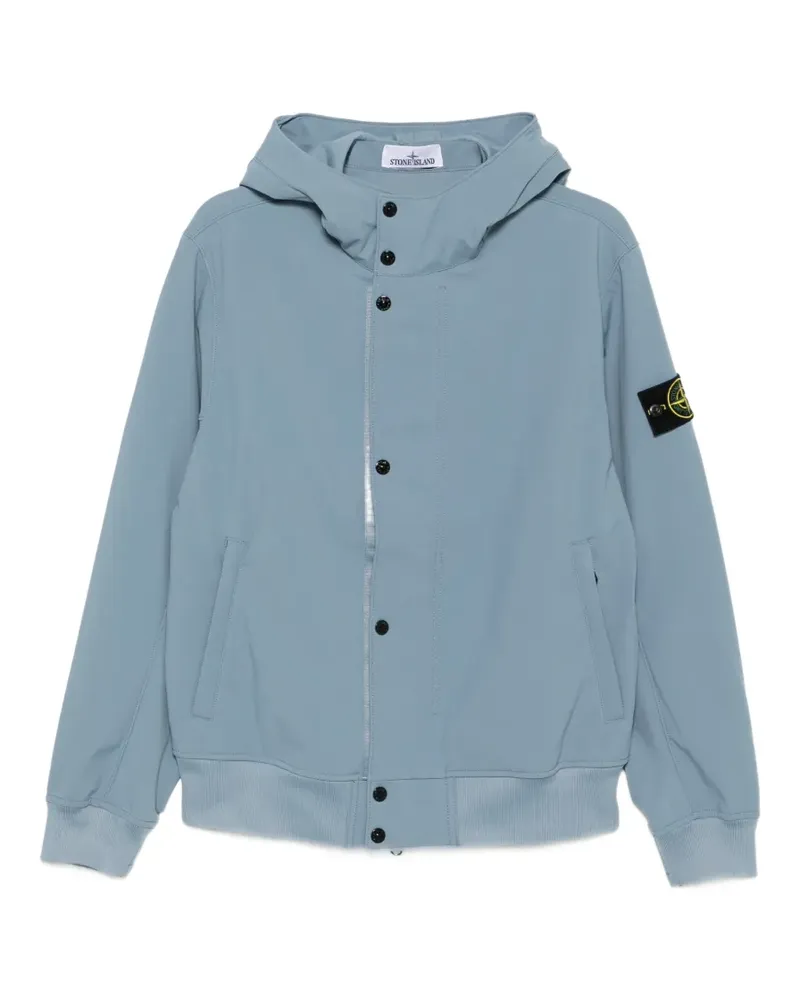 Stone Island logo-patch hooded jacket - Blau Blau