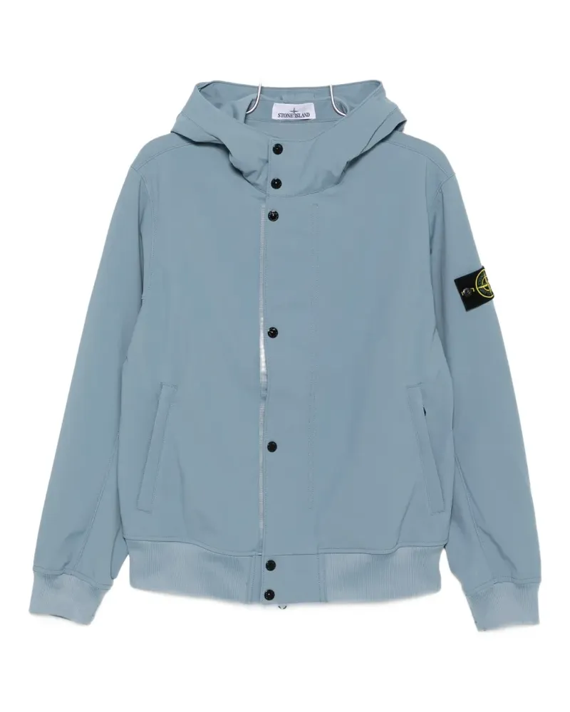 Stone Island logo-patch hooded jacket - Blau Blau