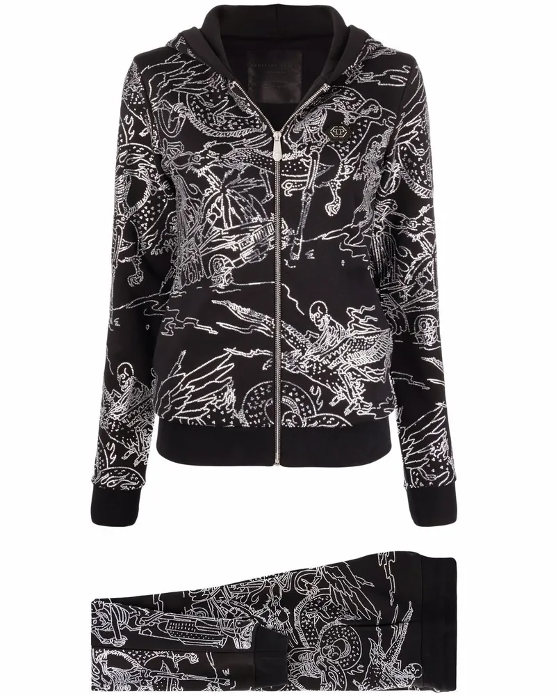 Philipp Plein Stones Skeleton Jogginganzug - Schwarz Schwarz