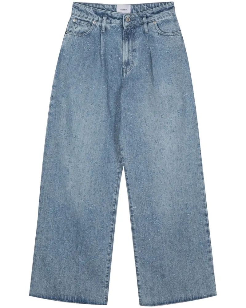 HALFBOY Weite Jeans mit Logo-Patch Blau