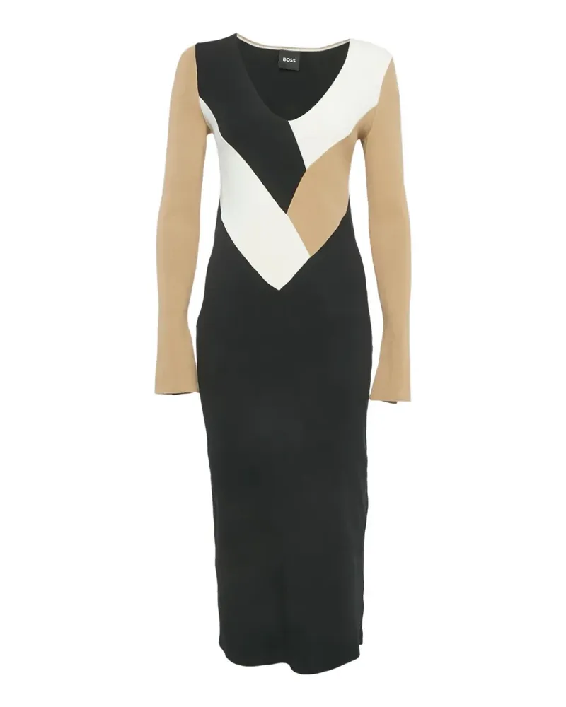 HUGO BOSS Florency rib-knit long-sleeve maxi dress - Schwarz Schwarz