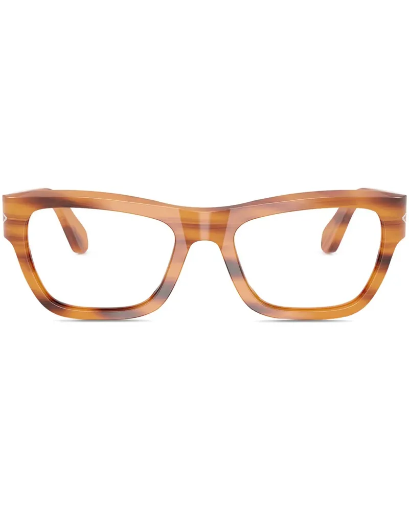 Persol Eckige Brille mit Streifen - Braun Braun
