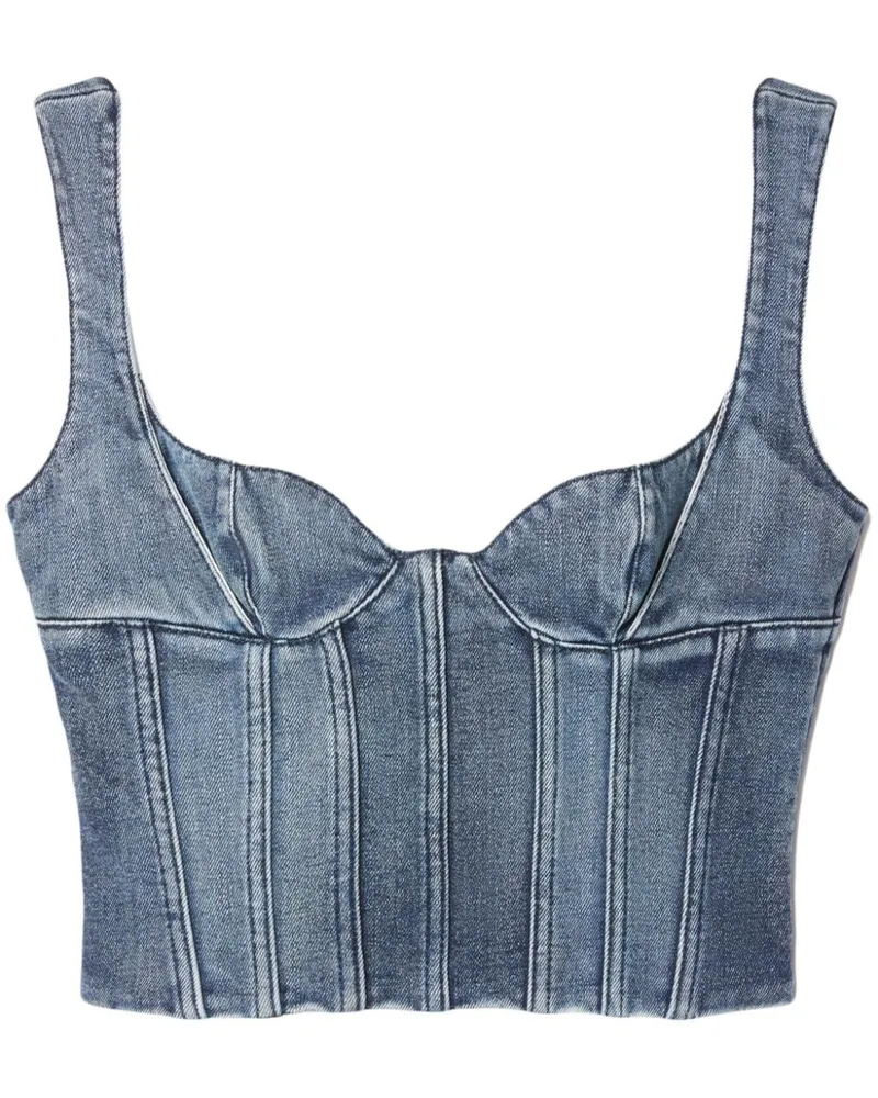 OFF-WHITE Cropped Bustier-Top aus Denim - Blau Blau