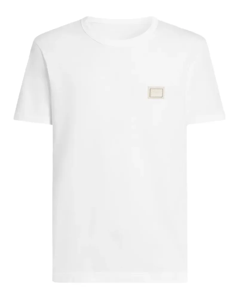 Dolce & Gabbana T-Shirt mit Logo-Plakette - Weiß Weiß