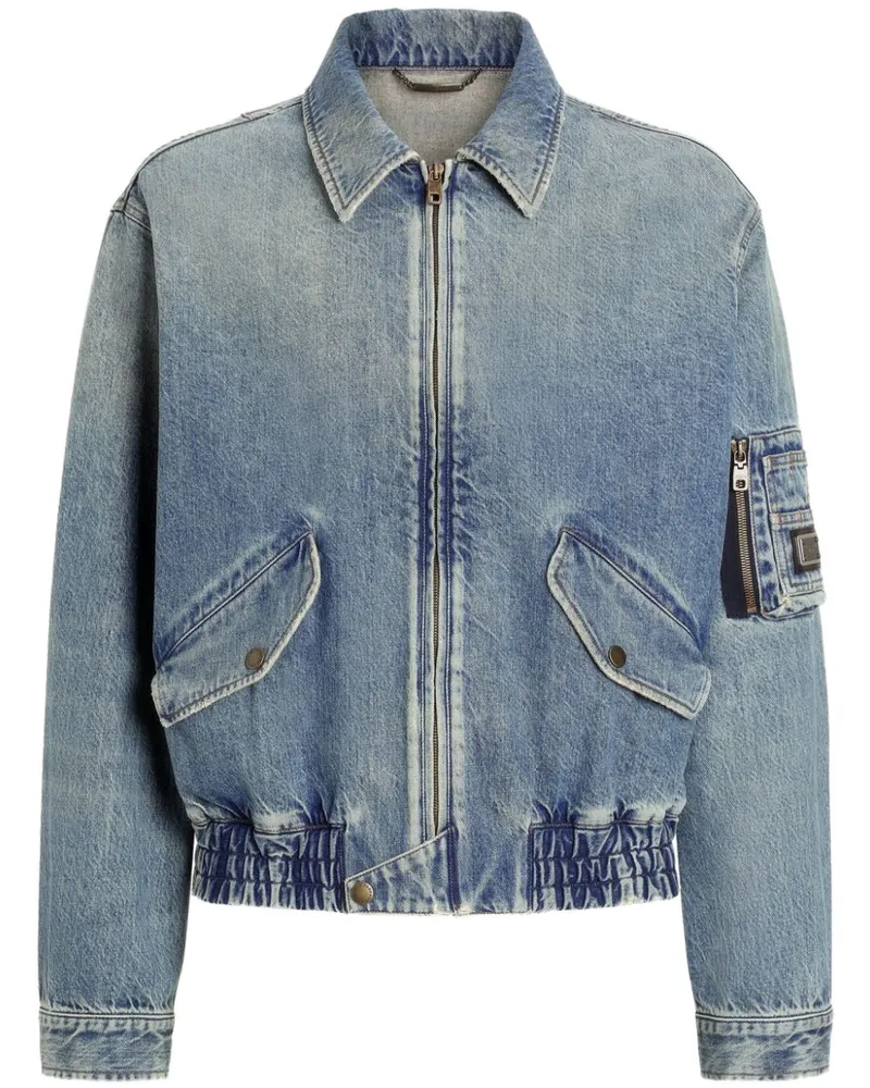 Dolce & Gabbana Jeansjacke mit Logo-Applikation - Blau Blau