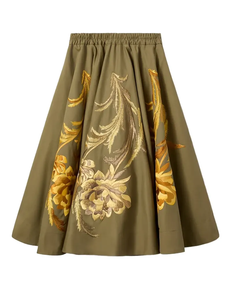 La DoubleJ Ballerina floral-embroidered flared skirt - Grün Grün