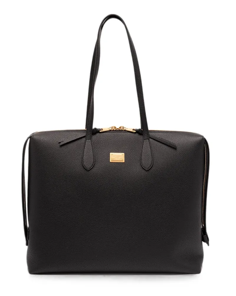 Dolce & Gabbana logo-plaque leather tote bag - Schwarz Schwarz