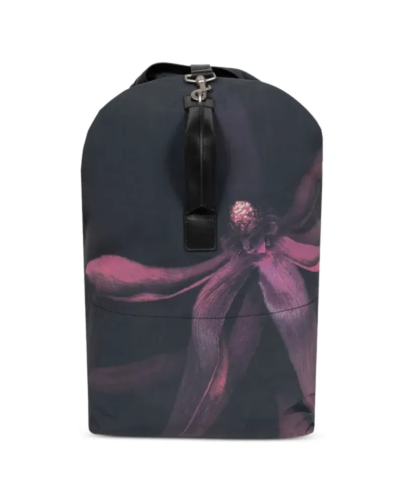 Dries van Noten Rucksack mit Blumen-Print - Schwarz Schwarz