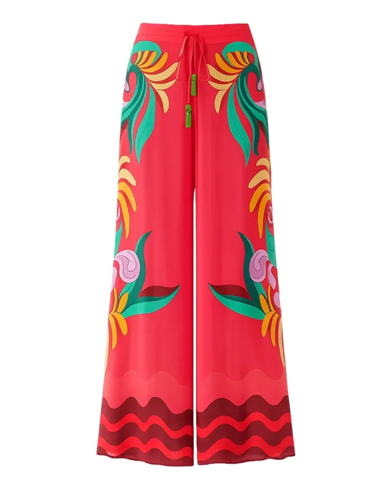 FARM Rio graphic-print palazzo pants - Rot Rot