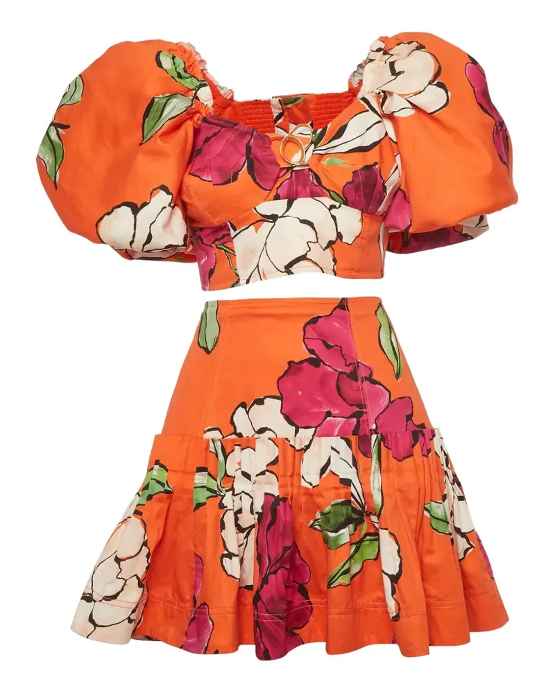 Aje. Marcel Niki floral-print skirt set - Orange Orange