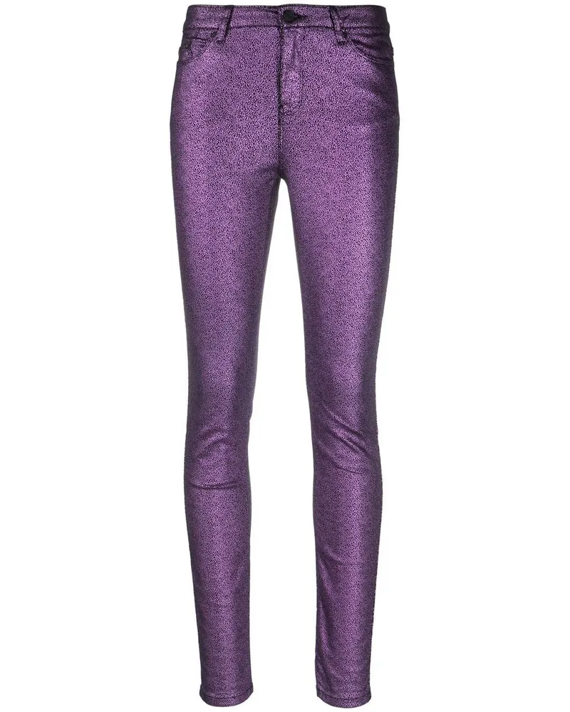 Karl Lagerfeld Skinny-Jeans im Metallic-Look - Violett Violett