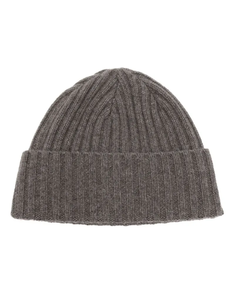 N.Peal Grob gerippte Beanie Grau