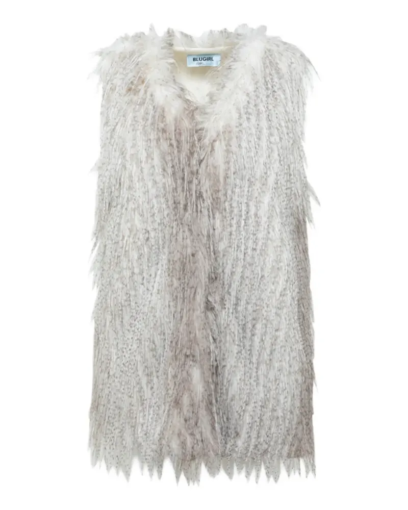 Blumarine Weste aus Faux Fur mit V-Ausschnitt - Nude Nude