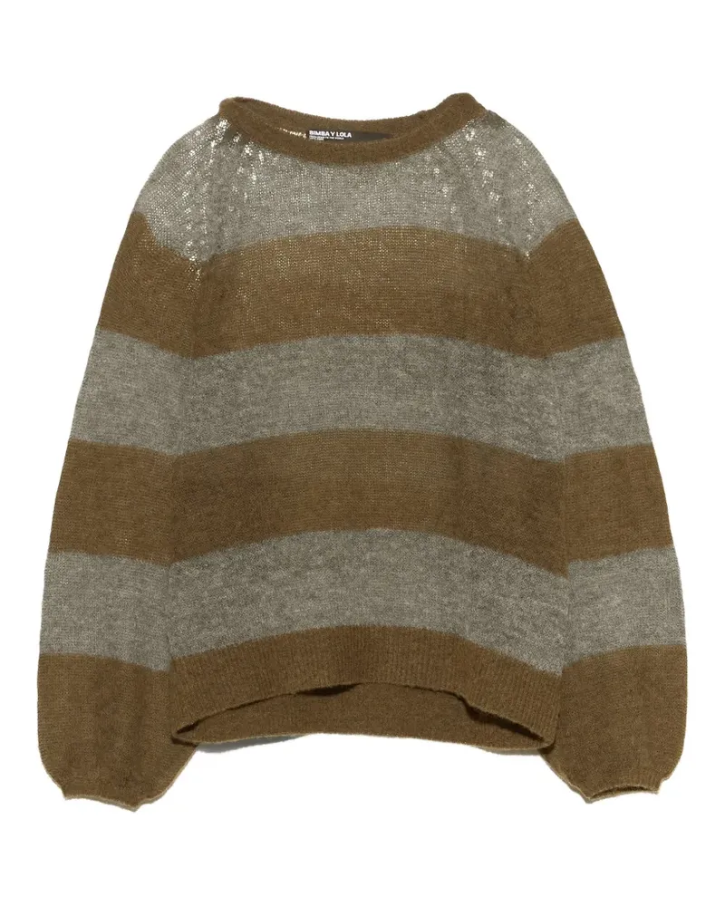 BIMBA Y LOLA Gestreifter toffeefarbener Wollpullover - Braun Braun
