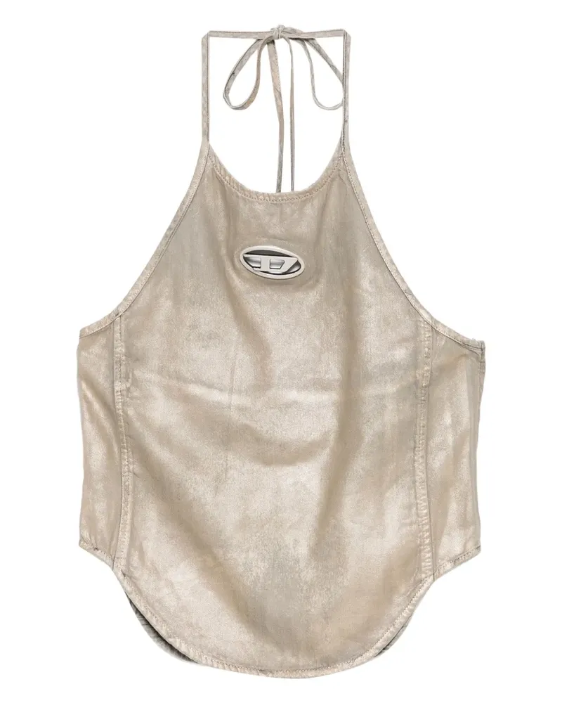 Diesel Neckholder-Top mit Logo - Gold Gold