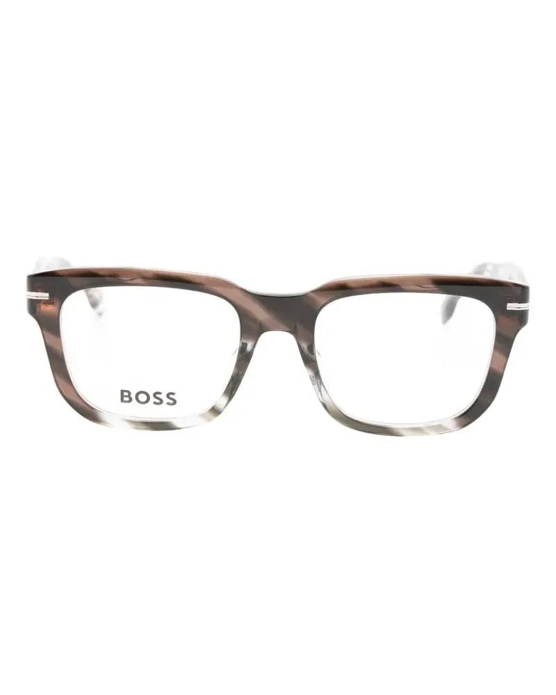 HUGO BOSS tortoiseshell-effect square-frame glasses - Braun Braun