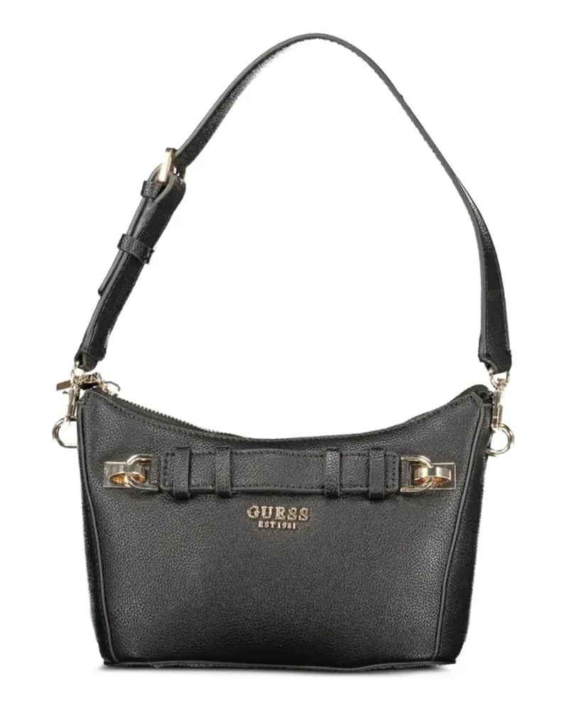 Guess logo-lettering pebbled tote bag - Schwarz Schwarz