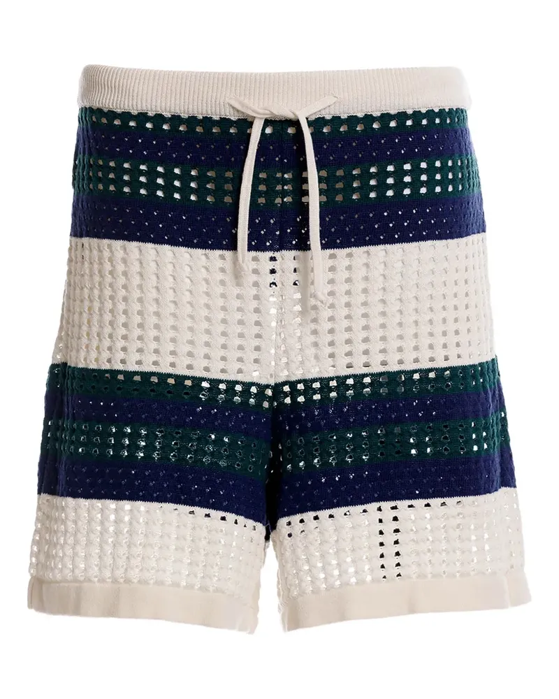 AGUA BENDITA Gestreifte Shorts in Lochstrick - Weiß Weiß