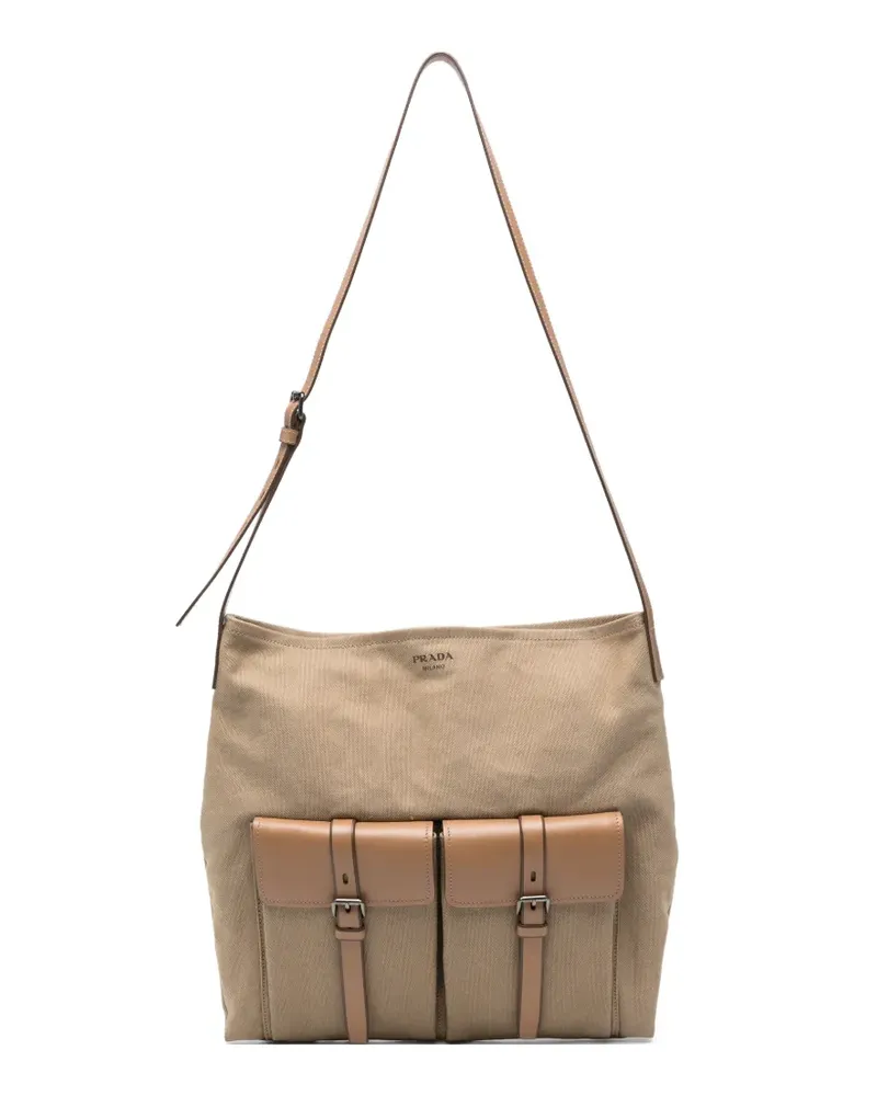 Prada flap-pockets shoulder bag - Nude Nude