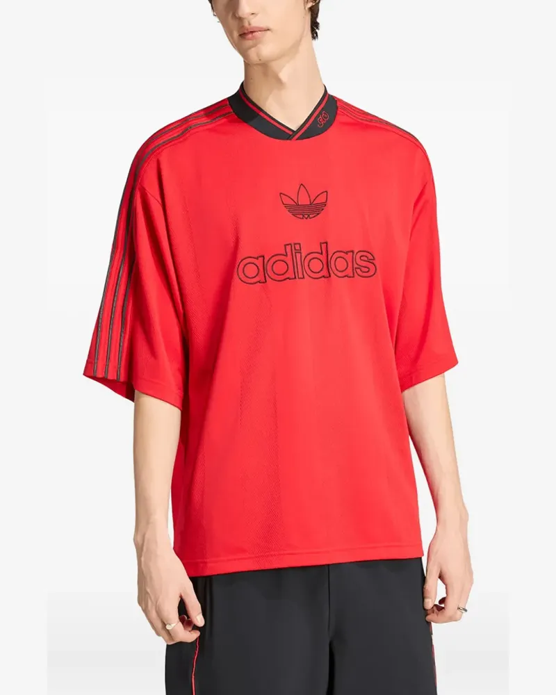 adidas logo-embroidered oversized T-shirt - Rot Rot