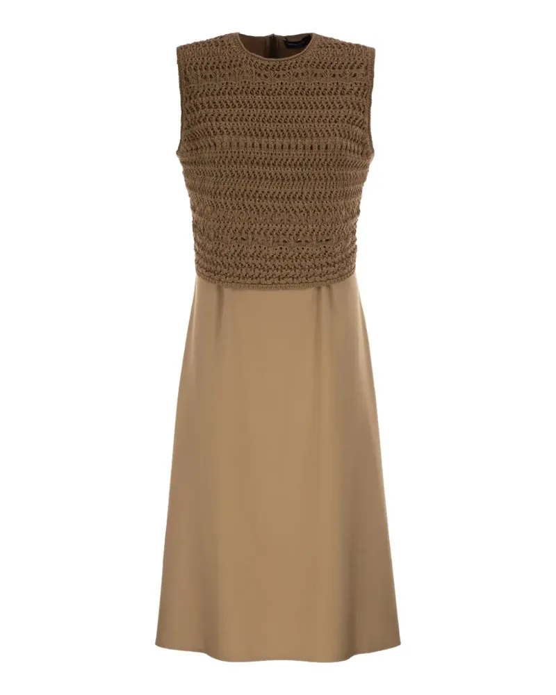 Fabiana Filippi crochet-bodice sleeveless midi dress - Braun Braun