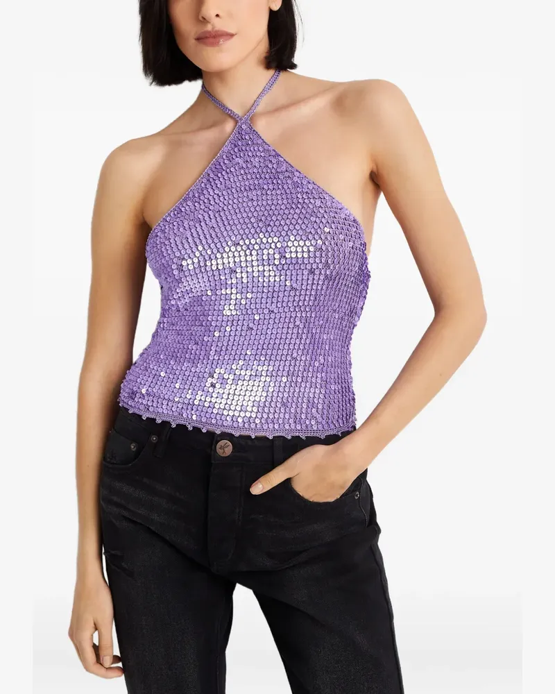 Retrofête sequin halterneck top - Violett Violett