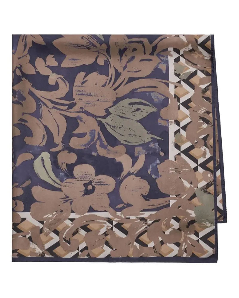 Maliparmi Seidenschal mit Blumenprint - Blau Blau