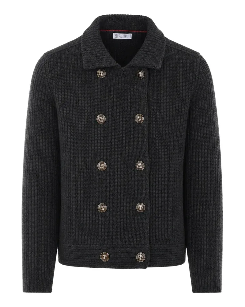 Brunello Cucinelli Kaschmircardigan mit englischer Rippung - Grau Grau